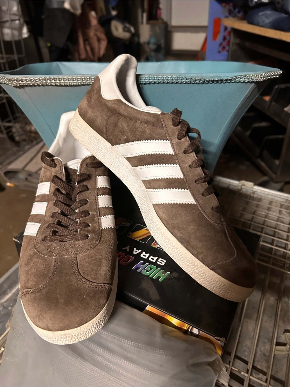 adidas Men's Suede Trainer in Brown and White